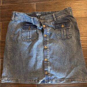 Style & Co. Button-Front Denim Mini Skirt